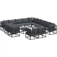 vidaXL Gartensofa-set 14 stk. Schwarz Aluminium