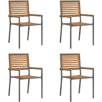vidaXL Garten Stapelstühle 4 stk. Grau Massivholz Akazie