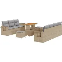 vidaXL Gartensofa-set 10 stk. 7-Sitzanzahl Beige und Hellgrau