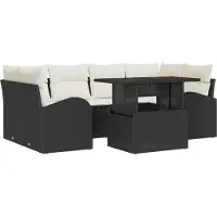 vidaXL Garten-Sofa-Set 7 Stk. Schwarz Poly Rattan