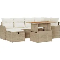 vidaXL Garten-Sofa-Set 7 stk. Beige Poly-Rattan