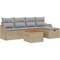 vidaXL Gartensofa-set 6 stk. Beige Poly Rattan
