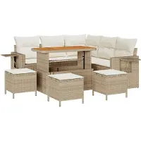 vidaXL Gartensofa-set 9 stk. Beige Poly-Rattan
