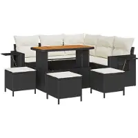 vidaXL Gartensofa-set mit Kissen 9 pcs Schwarz Poly-Rattan