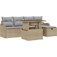 vidaXL Gartensofa-set 6 stk. Beige Poly-Rattan