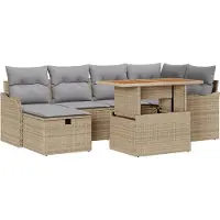 vidaXL Garten-Sofa-Set 7 stk. Beige Poly-Rattan
