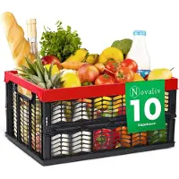 Novaliv Klappboxen faltbar stabil | 10x 30L Rot Schwarz baskets Einkaufskiste| Klappkisten Set Tragebox Aufbewahrung Einkaufskörbe Körbe Aufbewahrung Küche
