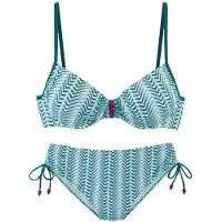 Vivance Bügel-Bikini , Damen, Gr. 42, Cup F, blau (blau bedruckt), Polyamid, bedruckt, Bikini-Sets Bügel-Bikini, mit Zierperlen