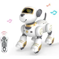 TechKidz , Ferngesteuerter animierter Hund mit Licht- und Soundeffekten - Marcus, Weiß / Gelb