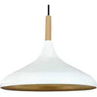 Bamyum Pendelleuchte | Champion | Skandinavisch aus Holz und Metall, 35 cm, Weiß Hängelampe Wohnzimmer