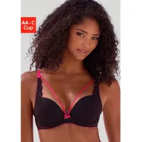 Vivance Push-up-BH , Damen, Gr. 90, Cup A, schwarz, Spitze, Obermaterial: 73% Polyamid, 17% Polyester, 10% Elasthan, BHs Push-up-BH, mit Bügel mit dekorativen, elastischen Zierbändern, sexy Dessous