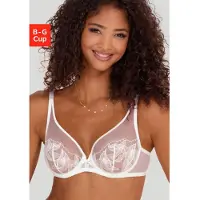 LASCANA Bügel-BH "Gabriella", Damen, Gr. 90, Cup G, beige (creme), Spitze, Obermaterial: 80% Polyamid, 15% Elasthan, 5% Polyester, BHs Bügel-BH, mit hauchzarter Stickerei, transparente Unterwäsche