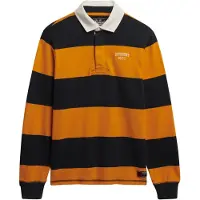 Superdry für Herren. M6010909A Polo Vintage Athletic Stripe Rugby orange (S), Lässig, Baumwolle, Langarm