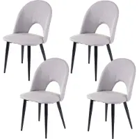Mendler 4er-Set Esszimmerstuhl HWC-D73, Stuhl Küchenstuhl, Stoff/Textil grau
