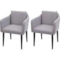 Mendler 2er-Set Esszimmerstuhl HWC-H93, Küchenstuhl Lehnstuhl Stuhl Stoff/Textil hellgrau