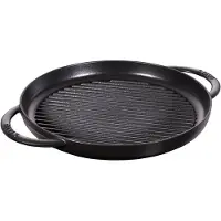 Staub Grill Pans Pure Grill 30 cm, rund, Schwarz, Gusseisen