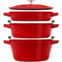 Staub 3er-Set Gusseisen-Kochgeschirr mit Deckel STAUB 40508-387-0
