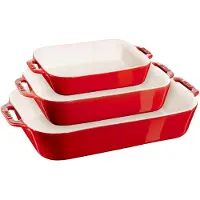 Staub Ceramique Ofenformenset 3-tlg, rechteckig, Kirsch-Rot, Keramik