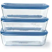 Pyrex 3er-Set Aufbewahrungsbehälter mit Deckel – – Kunststofffrei – Glas – Rechteckig – 0,8 l