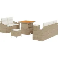 vidaXL Garten-Sofa-Set 8 Stk. 7-Sitzanzahl Beige