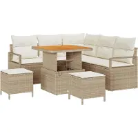 vidaXL Garten-Sofa-Set 8 stk. 7-Sitzanzahl Beige und Creme
