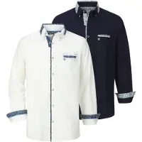 Babista Businesshemd "Doppelpack Hemd MATIAS", Herren, Gr. 3XL, weit, weiß (weiß dunkelblau), Obermaterial: 100% Baumwolle CO., Hemden Businesshemd
