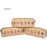 Pajacyk Einfaches Federmäppchen, beige mit Blumenmuster –