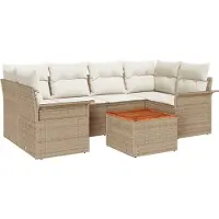 vidaXL Gartensofa-set 7 stk. 6-Sitzanzahl Beige und Creme Poly-Rattan
