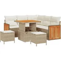 vidaXL Gartensofa-set 9 stk. 6-Sitzanzahl Beige und Creme Poly-Rattan