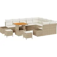 vidaXL Gartensofa-set 12 Stk. 11-Sitzanzahl Beige Poly Rattan