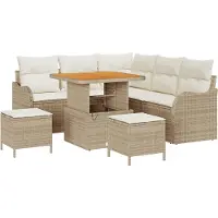 vidaXL Garten-Sofa-Set 8 Stk. 7-Sitzanzahl Beige