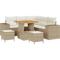 vidaXL Gartensofa-set 8 stk. 7-Sitzanzahl Beige und Creme Poly-Rattan