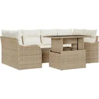 vidaXL Gartensofa-set 7 stk. 6-Sitzanzahl Beige Poly Rattan