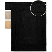 Carpetfine Teppich "Nele Juteteppich Naturfaser", grau (anthrazit), B:200cm H:6mm L:290cm, Jute, Teppiche, Teppich, geflochtener Wendeteppich aus 100% Jute, quadratisch und als Läufer