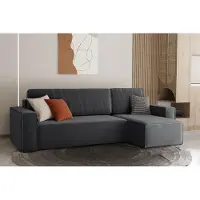Fun-Möbel Ecksofa Schlafsofa Sofa MARIS Stoff Anthrazit Ottomane Rechts