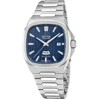 Jaguar Quarzuhr "Rondcarre", silber (silberfarben, blau, blau), Armbanduhren, Herren, silberfarben, Quarzuhr, Armbanduhr, Herrenuhr, Swiss Made, Edelstahlarmband, analog, Tag