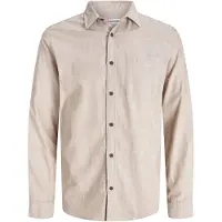 Jack & Jones Langarmhemd "JJECLASSIC MELANGE SHIRT L/S NOOS", Herren, Gr. XS, N-Gr, beige (oatmeal), Web, Obermaterial: 100% Baumwolle, comfort fit, Hemden Langarmhemd