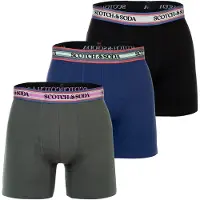 Scotch & Soda 3pk Mens Cotton Stretch Boxer Brief Green/black Größe: XL | Unterhosen Outlet | Herren | Grün