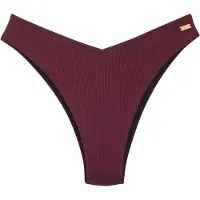 Copenhagen Studios Bikini-Hose "Nela", Damen, Gr. 40, N-Gr, rot (weinrot), Rippware, Recycling-Polyamid, strukturiert, unifarben, Badehosen Bikini-Hose, in V-förmiger Schnittform