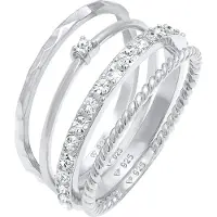 Elli Ring-Set "Ring Kristalle Stapelring Gedreht 4er Set 925 Silber, mit Kristallen von Swarovski" Gr. 58, silber, Fingerringe, Damen, 58, Silber 925 (Sterlingsilber), Ring-Set