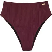 Copenhagen Studios Highwaist-Bikini-Hose "Nela", Damen, Gr. 36, N-Gr, rot (weinrot), Rippware, Recycling-Polyamid, strukturiert, unifarben, Badehosen Highwaist-Bikini-Hose, mit höherem Beinausschnitt