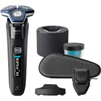 Philips SHAVER Series 7000 S7886/58 Elektrischer Nass- und Trockenrasierer, Rotationstrasierer, Schwarz, SteelPrecision blades, LED, GroomTribe; Connects via Bluetooth, SH71
