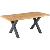 Beliani Esstisch Braun MDF-Tischplatte Ausziehbar 140/180 x 90 cm mit Metallbeinen in X-Form Modernes Design Küchentisch Ausziehtisch für 6 Personen