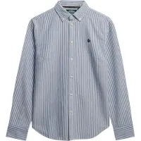 Superdry für Damen. W4010565A Schmal geschnittenes Oxford-Hemd blau (XL), Lässig, Baumwolle, Langarm