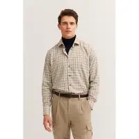 Bugatti Langarmhemd "Modern Fit" kariert, Kent-Kragen, weicher Materialmix