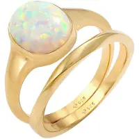 Elli Ring Set Klassik Opal Basic Twist 925 Silber Vergoldet Elli Gold