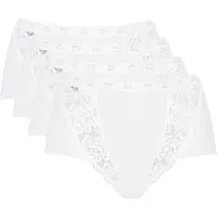 Sloggi Taillenslip "Taillenslip Taillenslip mit Ziergummibund 4 Stück", Damen, Gr. 44, 4 Stk., Single-Jersey, weiß, Single-Jersey, , Unterhosen Taillenslip