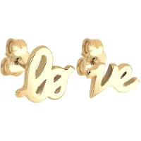 Elli Paar Ohrstecker "Ohrringe Love Statement Schriftzug Liebe Silber vergoldet" Gr. 10, gold, Ohrringe, Damen, 10, ohne Stein, Silber 925 (Sterlingsilber), Paar Ohrstecker