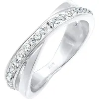 Elli Silberring "Ring Wickelring Zart 925 Silber, mit Kristallen von Swarovski" Gr. 54, weiß, Fingerringe, Damen, 54, Silber 925 (Sterlingsilber), Silberring