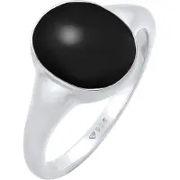 Elli Siegelring "Ring Siegelring Emaille Oval 925 Silber" Gr. 58, schwarz, Fingerringe, Damen, 58, ohne Stein, Silber 925 (Sterlingsilber), 10mm, Siegelring